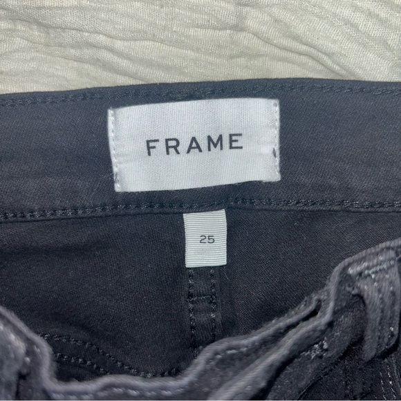 FRAME Ali High Rise Skinny Jeans Black Size 25 - Picture 9 of 13